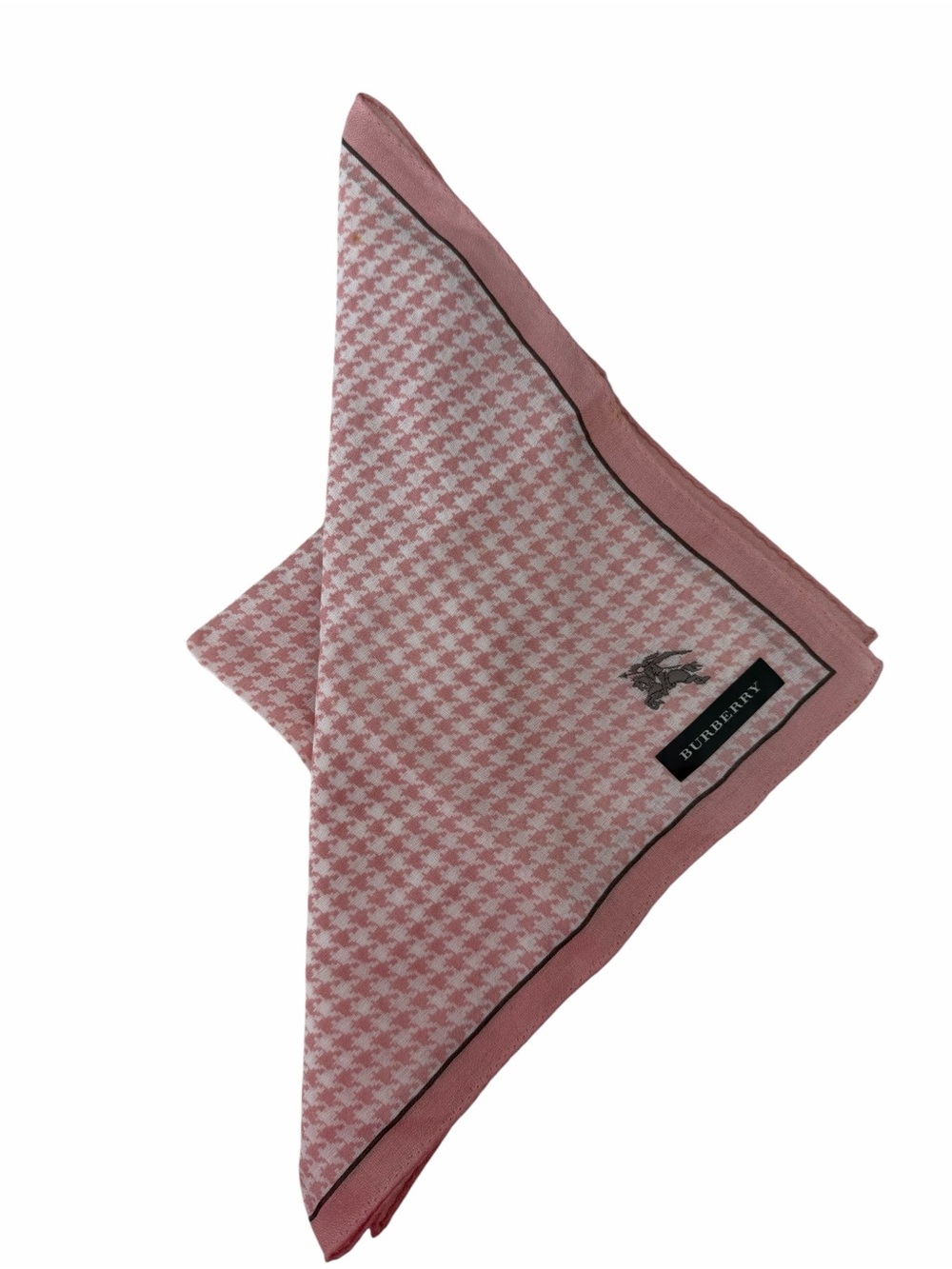 Authentic Burberry Vintage Pink and White Houndstooth Cotton Handkerchief - Picture 3 of 8